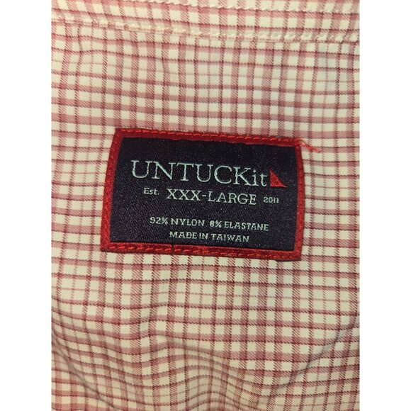 Untuckit Mens XXX-Large Button-Up Shirt Nylon Blend Red & White Checkered - Picture 5 of 8